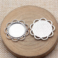 Flower Edge Round Cabochon Settings in Two Antique Finishes view 2