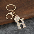 Gold-Tone Rhinestone Crown Letter Keychain With Key Ring view 12
