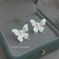 Silver Tone Pale Aqua Butterfly Stud Earrings For Women view 3