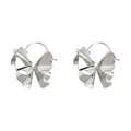 Silver Ruffled Petal Drop Earrings Polished Metal Hooks view 5