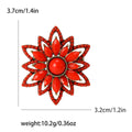 Layered Floral Cabochon Brooch in Turquoise Blue and Red view 7