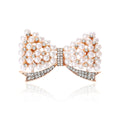 Pearl and Crystal Bow Brooch in Two Metal Tones Jacket and Scarf Accessory view 1