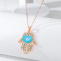 Gold and Silver Tone Crystal Hamsa Heart Eye Necklaces view 8