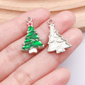 White K Zinc Alloy Santa Claus Reindeer Enamel Charm Pendants for DIY Christmas Jewelry