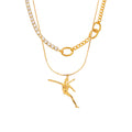 Gold Dancer Pendant Necklace And Zircon Link Chains view 5