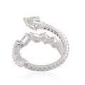 Silver Tone Mixed Cut Crystal Double Row Ring Polished Metal Jewelry view 2
