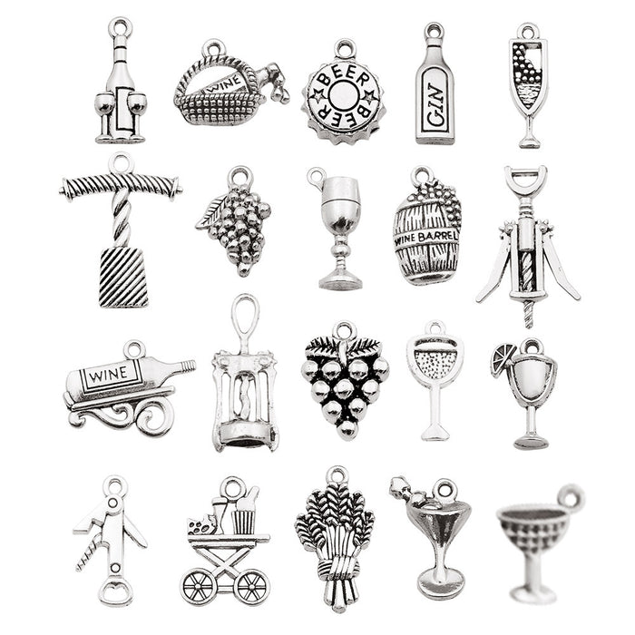 Metallic Wine Glass Metal Charms with 26 Listed Options