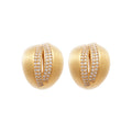Brushed Metal Crystal Stripe Stud Earrings in Two Tones view 5