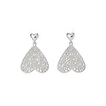 Openwork Heart Drop Stud Earrings With Crystal Tops view 5