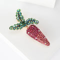 Sparkling Jeweled Crystal Carrot Brooch in Red and Purple view 4