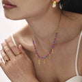 Gold Marine Whale Fish Bead Necklace Y-Lariat Ball Chain Set view 3