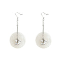 Silver-Tone Round Shell Disc Long Pearl Chain Drop Earrings view 5