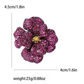 Crystal Camellia Brooch In Purple Or Green With Polished Metal Detail view 4