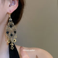 Black Crystal Filigree Chandelier Hook Earrings Fashion Jewelry view 3