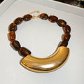 Chunky Bead Necklaces with Curved Gold Tone Centerpieces view 7