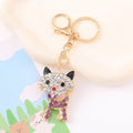 Rhinestone Cat Keychain Gold Metal Charm Four Color Styles view 6