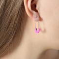 Gold Steel Safety Pin U Enamel Drop Hoop Ear Jewelry view 9