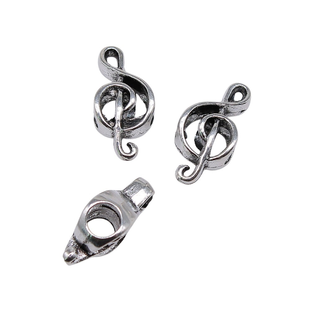 18x8x6mm 1.3g Antique Silver Zinc Alloy Music Note Large Hole Beads for Bracelet Jewelry Making