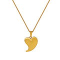Polished Asymmetric Heart Pendant Necklace Gold Steel Tone view 5