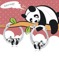 Silver-Tone Cartoon Panda Climbing Mini Hoop Earrings view 2