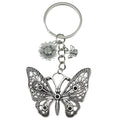 Antique Silver Openwork Butterfly Bee and Sunflower Charm Keychain view 5