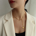 Forever Love Heart Y Drop Necklace Gold Steel Bead Chain view 3