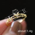 Gold Tone Double Band Butterfly Clear Stone Finger Ring 6-10 view 4