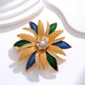 Flower Enamel Metal Brooch Pin 8 cm for Jackets and Lapels view 4