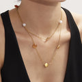 Long Gold Chain Square Cat Eye Stone Necklaces Shell Bead view 3
