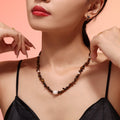 Natural Tiger Eye Chip Bead Necklace With Shell Pearls view 3