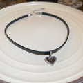 Black Cord Choker Dark Crystal Heart Pendant Single Style view 6