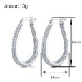 White Metal Teardrop Pavé Clear Stone Hoop Earrings Alloy view 4