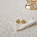Gold Tone Round Coin Relief Portrait Profile Stud Earrings view 4