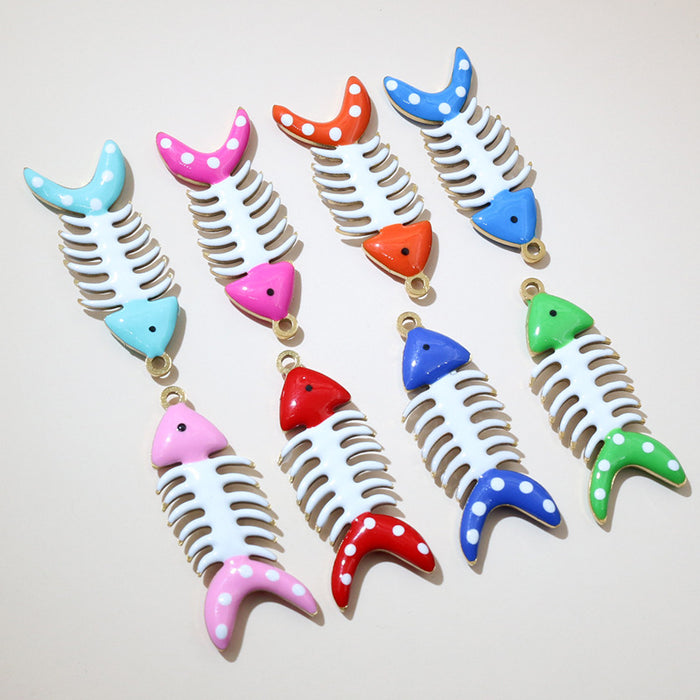 Colorful Enamel Fishbone Charms in Nine Color Options