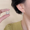 Silver Scalloped Fluted Huggie Hoop Earrings Latch Back view 3