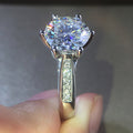 White Gold Six Prong Round Clear Stone Ring Sizes 6-10 view 3
