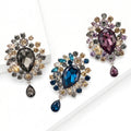 Crystal Halo Brooch with Teardrop Dangle in Three Colors view 2