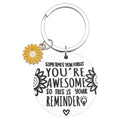 Wooden Sunflower You're Awesome Round Reminder Keychain view 5