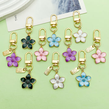 Blossom and Flower Charm Keychains in 17 Pictured Variations for Bags and Keys