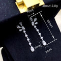 Silver Flower CZ Linear Drop Earrings Teardrop Dangles view 4