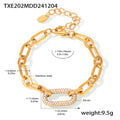 Stainless Paperclip Chain Necklace Bracelet Pave Oval Zircon view 6