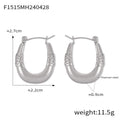 U Shape Chunky Hoop Earrings Mesh Lattice Sides Gold Steel view 7