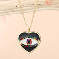 Gold Tone Heart Enamel Evil Eye Pendant Necklaces in Four Colors view 6