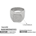 Wide Beaded Texture Square Signet Stainless Steel Ring view 9