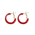 Red And Brown Enamel Hoop Earrings In Two Widths Jewelry view 5