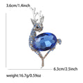 Blue Oval Crystal Deer Brooch With Silver Tone Antlers view 5