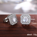 Square Halo Stud Earrings In Four Stone Colors In A Polished Decorative Design view 5