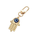 Gold and Silver Tone Openwork Hamsa Evil Eye Clip Keychains view 5