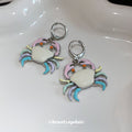 Colorful Enamel Crab Hoop Earrings With Silver Tone Rings view 2