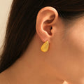 Gold Teardrop Mesh Scale Stud Earrings Copper Pair view 1